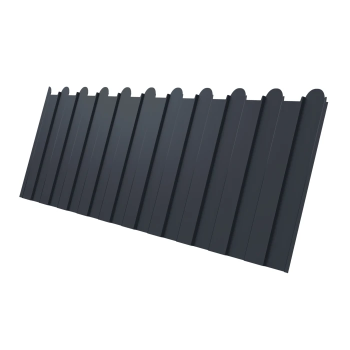 Профнастил фигурный C8 0.45 Полиэстер с пленкой RAL 7024 Мокрый асфальт